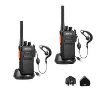 HESENATE HT66 PMR446 License-Free Walkie Talkies - Long Range Two-Way Radio, USB-C Rechargeable 16 Channel VOX Hands-Free, for Business Outdoor Camping Construction (2 Pack, Black)