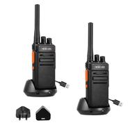 HESENATE HT66 PMR446 License-Free Walkie Talkies - Long Range Two-Way Radio, USB-C Rechargeable 16 Channel VOX Hands-Free, for Business Outdoor Camping Construction (2 Pack, Black)