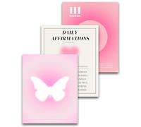 HesenDot 3 Piece Unframed Pink Wall Art Posters,30x40cm Gradient Aura Canvas Print,Daily Affirmation Home Decor,Lovely Aesthetic Butterfly Printing for Bathroom Living Room Bedroom Girl Apartment