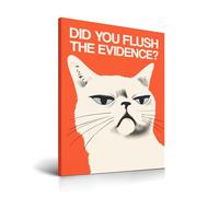HesenDot 30X40CM Funny Cat Bathroom Framed Wall Art - Did You Flush The Evidence Canvas Print, Humorous Pet Sign Poster, Playful Cat Home Decoration for Kids Bath Restroom Toilet Bedroom, Set of 1