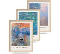 HesenDot Claude Monet Artwork High Framed Wall Art, 30x40cm, Set of 3
