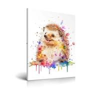 HesenDot Cute Framed Bathroom Wall Art,Watercolour Hedgehog Poster Wall Decor,30x40CM Funny Animal Canvas Print,Colourful Picture Decoration for Bedroom Kids Room Nursery Home,1 Pack