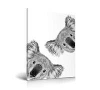 HesenDot Cute Koala Framed Wall Art,30x40CM Wildlife Animal Picture Wall Decor,Minimalist Black and White Poster Canvas Print Home Decor for Bathroom Bedroom Kid Room Nursery,Set of 1
