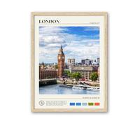HesenDot London City Framed Wall Art,30x40cm Big Ben Westminster Bridge,River Thames Scenery Canvas Print Poster,Classic Urban Landmark Wall Decor for Living Room Bedroom Office,Set of 1