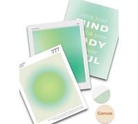 HesenDot Positive Aura Wall Art Poster Set of 3,30x40cm Unframed Green Canvas Prints,Aesthetic Room Decor Poster,Home Decoration for Bathroom Living Room Bedroom