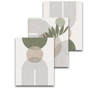 HesenDot Unframed Boho Sage Green Canvas Prints,30x40cm Botanical Wall Art,Set of 3 Abstract Geometric Posters Wall Decor,Minimalist Modern Home Decoration for Living Room Bedroom Bathroom Office