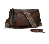 HESHE Crossbody Bag for Women Leather Hobo Purse Trendy Lightweight Boho Shoulder Bag with Two Straps Designer Cross Body Bag, Coffee, S