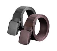 Heshebuy 2 Pieces Nylon Canvas Belt for Men and Women Commuter All-match Automatic Buckle Belt Outdoors, Military Tactical Belt For Leisure Sports (Black+Coffee)