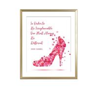 heshengzaixian Coco Chanel Quote Wall Art Prints, In Order to Be Irreplaceable One Must Always Poster Picture, Modern Fashion Décor Painting for Girls Room Makeup Room Set1(Unframed) 8x10