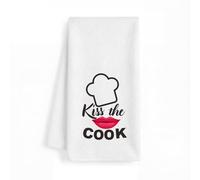 heshengzaixian Sassy Kiss The Cook Kitchen Towel, Red Lips Dish Towel, Microfiber Waffle Weave for Absorbent Quick Dry, Chef Hat Hand Towel, Flirty Gifts for Girlfriend Wife, 16x24 in