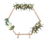Wooden Wedding Arch Wedding Arbor Frame Hexagon Archway Backdrop Stand Garden Climbing Flower Arched Support for Indoor Outdoor Party Ceremony Decorations
