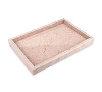 HESHIBI Marble Bathroom Vanity Tray, Natural Luxury Cream Rose Marble Home Kitchen Bathroom Table Tray, Stone Decorative Countertop Serving Trays for Coffee Perfume Jewelry Makeup (Pink)
