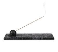 HESHIBI Marble Incense Holder Tray, Modern Minimalist Home Deco Incense Burner for Sticks, Removable Portable Holder, Ash Catcher, Grey Black, 1 Piece