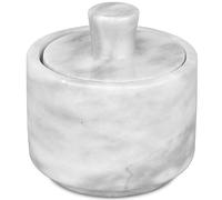 HESHIBI Marble Salt Cellar with Lid, White Stone Salt or Pepper Bowl Box Container Jar Holder Well Keeper Dish Pig Crock