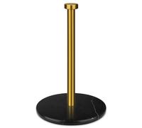 HESHIBI Paper Towel Holder Countertop with 7" Weighted Black Marble Base - Modern Free Standing Paper Roll Holder, Brushed Gold Stainless Steel Stand Paper Towel Holder for Kitchen and Bathroom