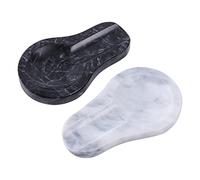 HESHIBI Spoon Rest,Handmade Marble Spoon Rest for Kitchen,Decorative Utensil Rest for Stove Top,Spatulas,1 black and 1 white,2 packs.