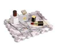 HESHIBI Square Marble Bathroom Vanity Tray,Luxury Natural Stone Decorative Tray,Soap Dispenser Dresser Top Perfume Home Kitchen Toilet Sink Tray, Key Trinket Ring (Lilac, 10.8" x 8" x 1.2")