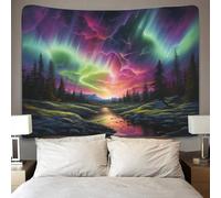 HESHS 3D Northern Lights in Norway Print Wall Blanket Home Decoration Bedding Poster Wall Art Tapestry Tapestry Wall Hanging Soft Polyester for Kids Boys Girls Bedroom Living Room 130cmx150cm