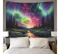 HESHS 3D Northern Lights in Norway Print Wall Blanket Home Decoration Bedding Poster Wall Art Tapestry Tapestry Wall Hanging Soft Polyester for Living Room Bedroom Dorm Deco 150cmx200cm