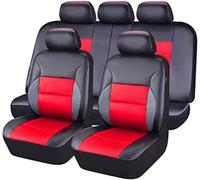HESHS Leather Car Cover Seats for Volkswagen Tiguan 2016-2026, Custom All Weather Front Rear Seat Covers Breathable Full Surround Automotive Seat Cushion,black red