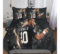 HESHS Neymar 3D Printed Duvet Cover Set Paris St German PSG with Zipper Closure 3 Pieces Bedding Set with Pillowcases Soft Microfiber for Kids Teens Adults Double(200x200cm)