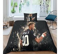 HESHS Neymar Duvet Cover 3D Printed Bedding Paris St German PSG Quilt Covers with Zipper Closure for Home Decro,Soft Microfiber Comforter Cover Set for Kids Teens Adults Single(135x200cm)