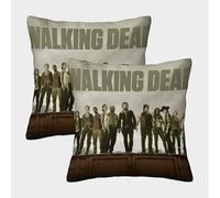 HESHS Polyester Linen 50x50cm Square Cushion Covers for Living Room Sofa & Couch - Walking Dead Set of 2 Decorative Throw Pillow Cases - Washable & Wrinkle-Resistant Movie Role
