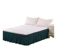 HESHUWEN Bed Skirt 1PC Elastic Bed Ruffles BedSkirt Soft Comfortable Wrap Around Fade Resistant BedCover Without Surface Couvre Lit Bed Protector Bed Base Cover(Deep green,Full 137x193cmx38cm)