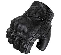 HESHUWEN Motorbike Gloves Breathable Fingerless Gloves Summer Motorcycle Gloves Motocross Gloves Retro Moto Motorbiker(4,XL)