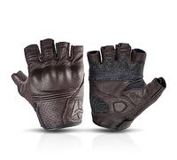 HESHUWEN Motorbike Gloves Summer Yellow Motorcycle Gloves Fingerless Leather Moto Glove Half Finger Retro Motorcycle Half Gloves Men Women For Riding(Brown,XL)