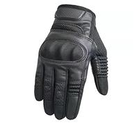 HESHUWEN Motorbike Gloves Touchscreen Leather Motorcycle Gloves Motocross Moto Motorbike Pit Biker Protective Gear Racing Full Finger Glove Men(Black,L)
