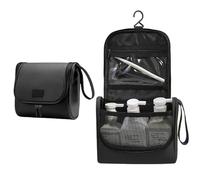 HESHUYAN Makeup Bag Foldable Toiletry Bag Waterproof Cosmetic Bag Women Men Travel Gym Makeup Organizer Bathroom Hanging Storage Case Make Up Bag(Black)