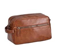 HESHUYAN Makeup Bag Men Travel Wash Toiletry Bag Waterproof PU Leather Bathroom Shaving Tools Organizer Bag Makeup Pouch Women Cosmetic Bag Make Up Bag(Brown)