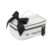 HESHUYAN Makeup Bag Multi-Layer Makeup Bag Women's Cosmetic Bag Travel Large-Capacity Storage Organizer Toiletry Bag With Adjustable Dividers Make Up Bag(Ivory)