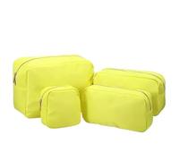 HESHUYAN Makeup Bag Nylon Pouch Large Cosmetic Bag Zipper Toiletries Organizer Bag For Women Girls Gift Makeup Pouch Make Up Bag(Lemon yellow,XL)