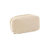 HESHUYAN Makeup Bag Women Cosmetic Bag Corduroy Solid Color Makeup Pouch Travel Portable Wash Toiletry Storage Bag Organizer Purse Make Up Bag(White L,5PCS)