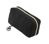 HESHUYAN Makeup Bag Women Cosmetic Bag Corduroy Solid Color Makeup Pouch Travel Portable Wash Toiletry Storage Bag Organizer Purse Make Up Bag(Black L,2PCS)