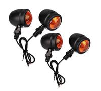 HESHUYAN Motorbike Indicator 4PCS Retro Motorcycle Turn Signals Motorcycle Accessories Universal 12V Single Wire Turn Signals Lights(Black-S)