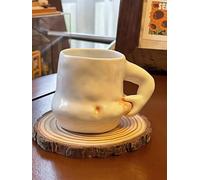 hesim Hand-Crafted Ceramic 14OZ Fat Belly Mug | Coffee Mug With Arm Handle | Fat Mug | Potbelly Coffee Mug | Father's Day Gift