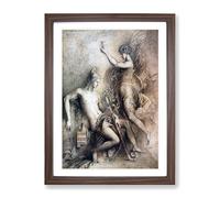 Hesiod And The Muse By Gustave Moreau Classic Painting Framed Print | A3 Walnut Framed Wall Art | Ready to Hang | Classic Historical Picture | Living Room Bedroom Lounge Office