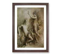 Hesiod and The Muse by Gustave Moreau Framed Print | A2 Walnut Framed Wall Art | Ready to Hang | Modern Nature Picture | Living Room Bedroom Lounge Office