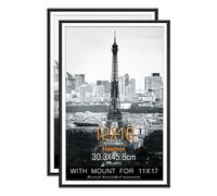Hesmor 12x18 Picture Frame Black 18 x 12 Inch 30x45cm Picture Frame Aluminum Acrylic Wall Mounting Poster Frames with Mat for Portrait, Printing, Landscape Frames Set of 2