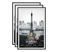 Hesmor 12x18 Picture Frame Black 18 x 12 Inch Frames 30x45cm Aluminum Acrylic Wall Mounting Poster Frame with Mat for Portrait, Printing, Landscape Picture Frames Set of 3