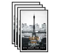 Hesmor 12x18 Picture Frame Black 18 x 12 Inch Picture Frame 30x45cm Aluminum Acrylic Wall Mounting Poster Frame for Portrait, Printing, Landscape Picture Frames Set of 4 with Mount for 11x17 Inch