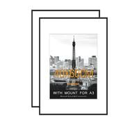 Hesmor 40x60cm Picture Frame Black Photo Frame Aluminum Acrylic Certificate Frames, Poster Frames for Wall Mounting, Poster Frame with Mat for Portrait, Printing, Landscape, Set of 2