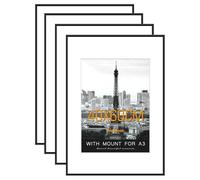 Hesmor 40x60cm Picture Frame Black Photo Frames Aluminum Acrylic Certificate Frames, Poster Frame for Wall Mounting with Mat for Portrait, Printing, Landscape, Set of 4
