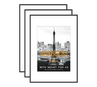 Hesmor 40x60cm Picture Frame Black Photo Frames Aluminum Acrylic Certificate Frames, Poster Frame for Wall Mounting with Mat for Portrait, Printing, Landscape, Set of 3