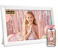 Hesmor 64GB Frameo Digital Photo Frame WiFi 10.1 Inch, 1280x800 IPS LCD Touchscreen, Auto-Rotate and Audio, Share Photos or Videos via the Frameo App Anywhere, Electronic Photo Frame White