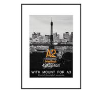 Hesmor A2 Aluminum Acrylic Picture Frame in Black - A2 Photo Frames 16.5 x 23 inch Size Black Pictures Frames with Clear Plexiglass for Wall Mounting, Single Poster Frames with Mat for A3