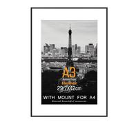 Hesmor A3 Picture Frame Black Famlily Photo Frame 12 x 16.5 Inch Size A3 with Clear Plexiglass for Wall Mounting, Single with Mount for A4 Print
